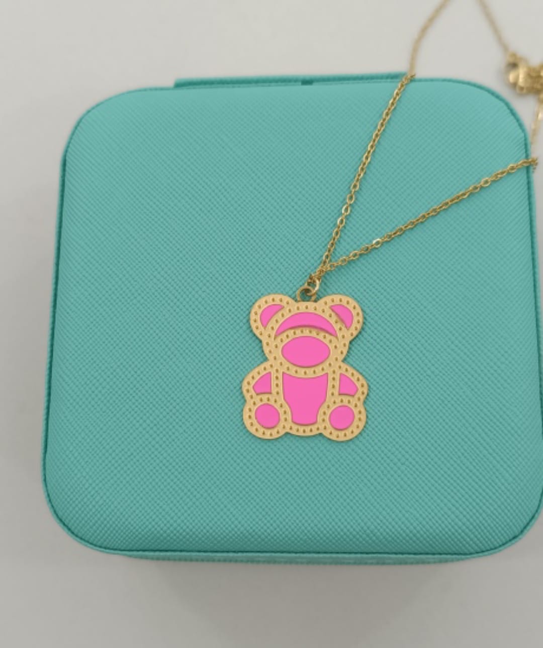 Collana in acciaio  dorato con Ciondolo Teddy