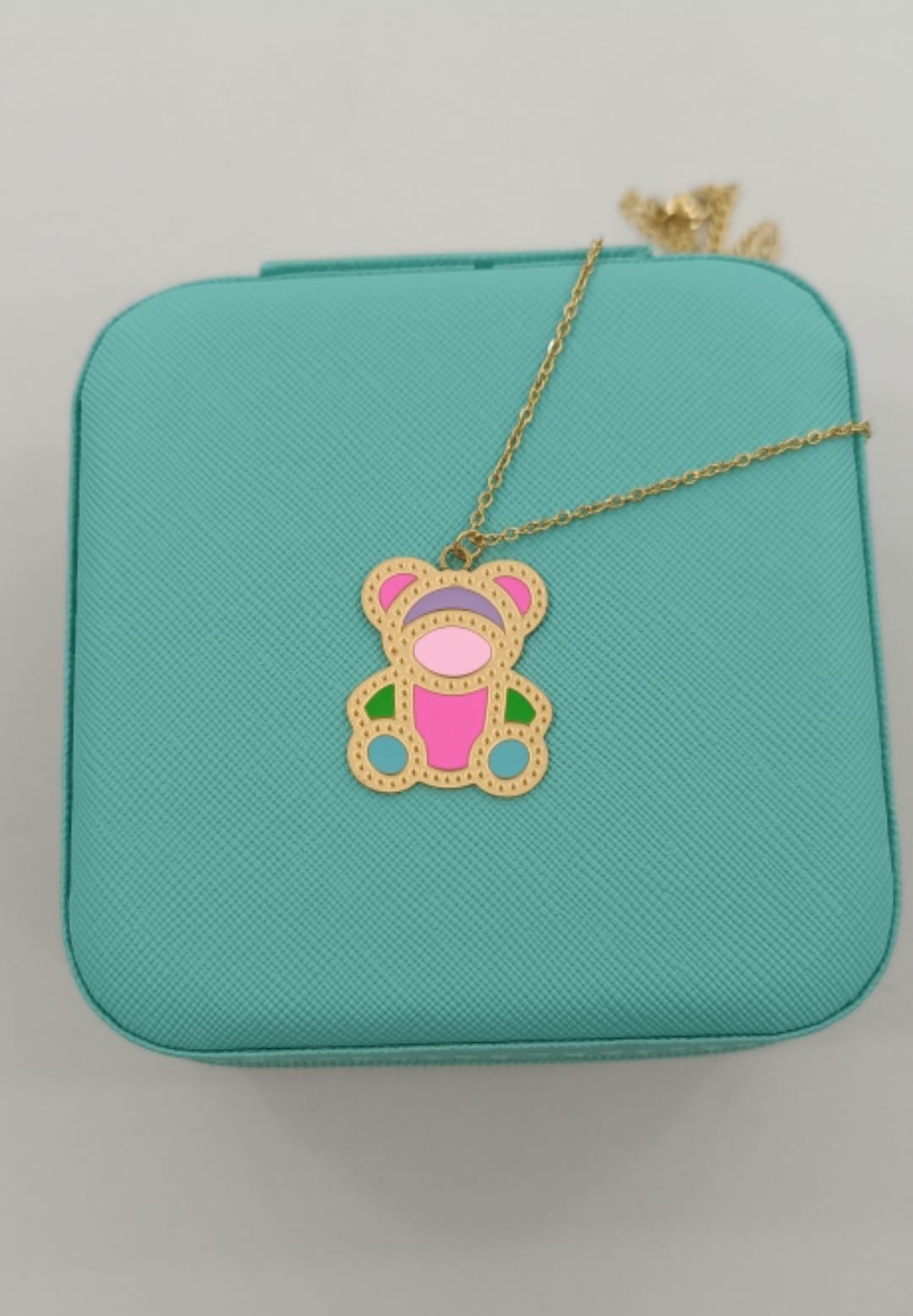 Collana in acciaio  dorato con Ciondolo Teddy