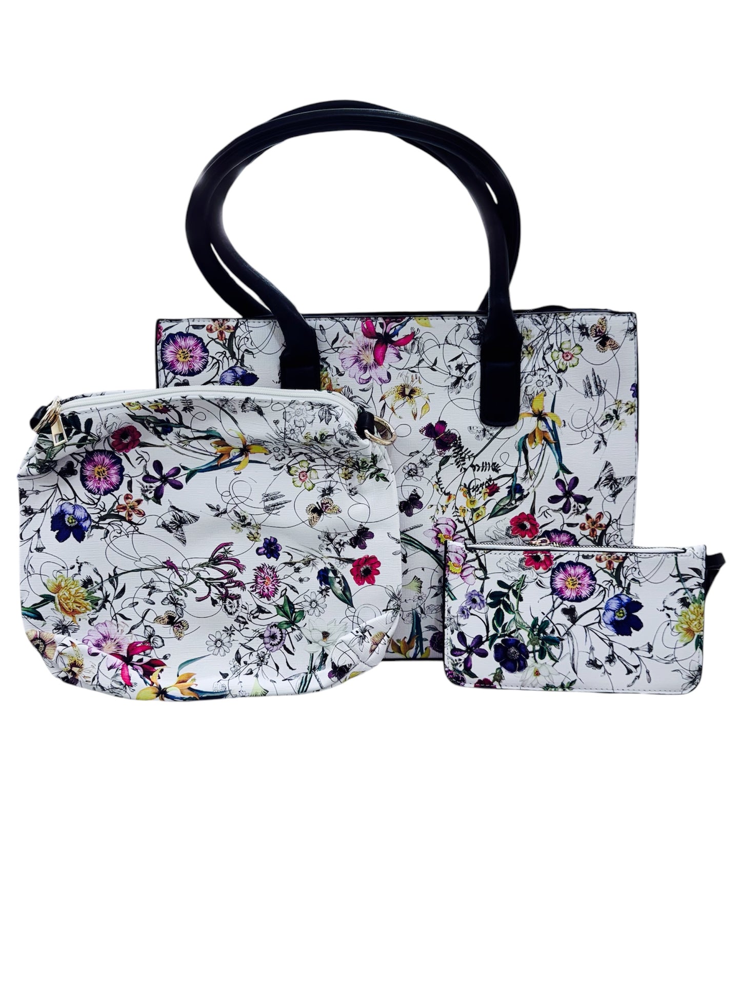 Set 3 Borse Primavera con fiori colorati e borsa tracolla Tote